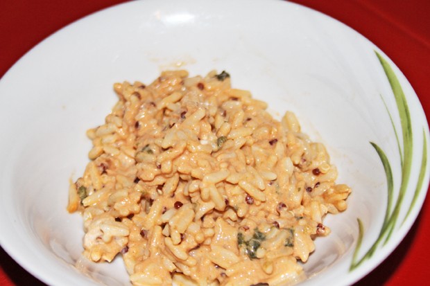 Reis in Tomaten - Ziegenfrischkäse- Sauce