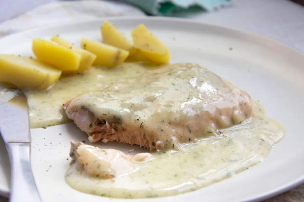 Lachs in Obersauce