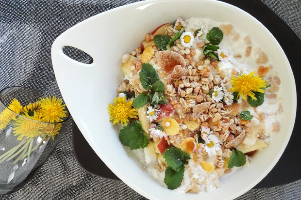 Fr&uuml;hlingsm&uuml;sli mit Crunch und L&ouml;wenzahn