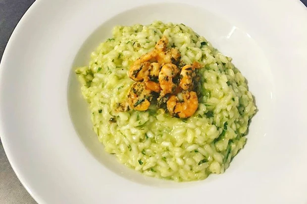 Bärlauch Risotto mit Garnelen
