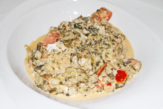 Risotto vom Naturreis mit Spinat und Ziegenfrischk&auml;se