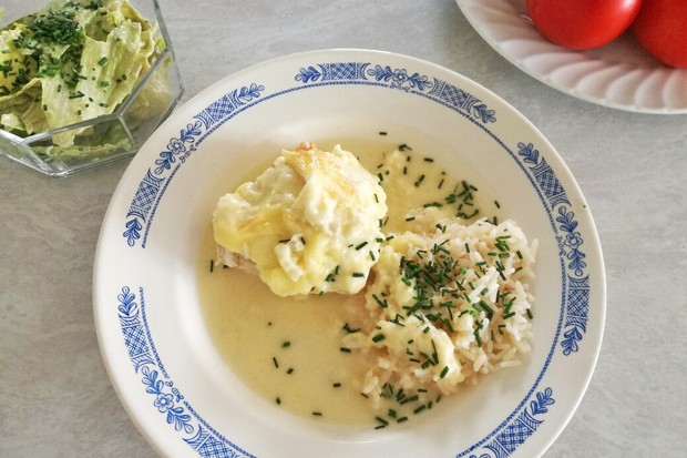 Putenfleisch mit Brie überbacken