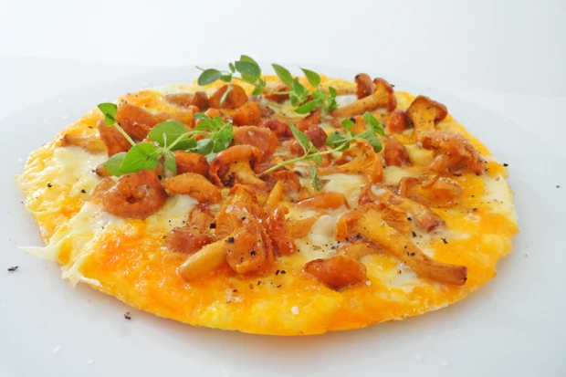 K&auml;seomelette mit Eierschwammerl