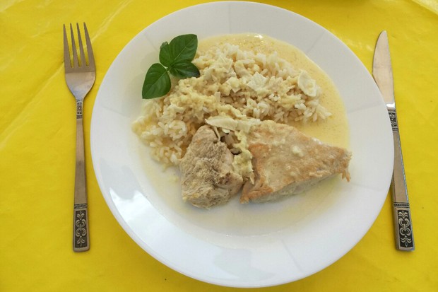 Putenfleisch mit Käsesauce