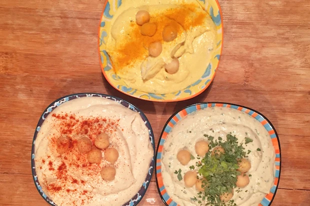 Dreierlei Hummus: Natur, Koriander, Kurkuma