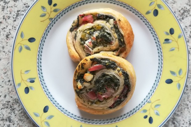 Mangoldschnecken mit Ziegenfrischkäse