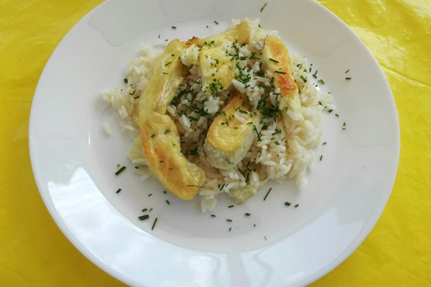 Reis mit Brie überbacken