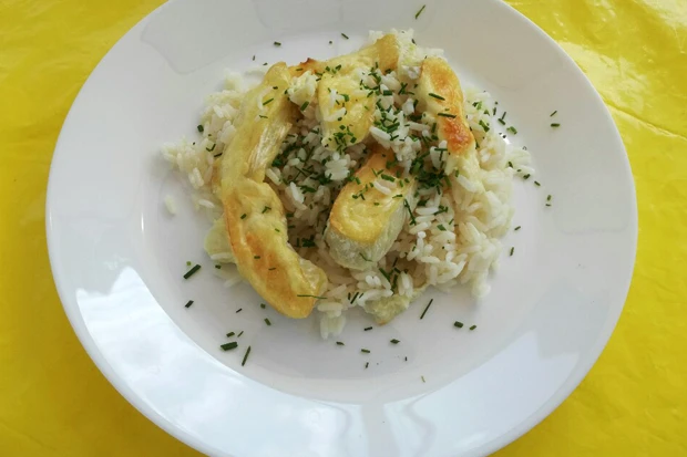 Reis mit Brie &uuml;berbacken