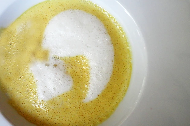 Gelbe Rüben-Ingwerschaumsuppe mit Zitronengras