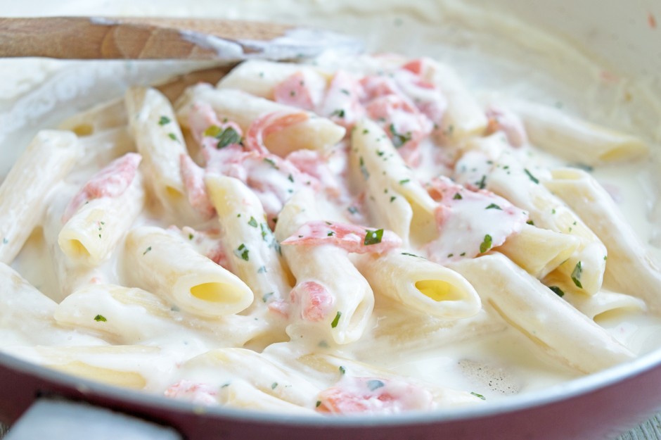 Penne in Lachs-Käse-Sauce
