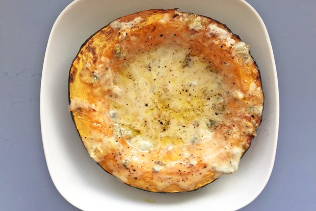 Kürbisfondue mit Blauschimmelkäse