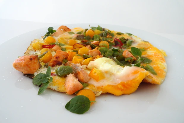 Gem&uuml;seomelette mit Lachs