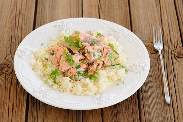 Frühlingsrisotto mit Lachs