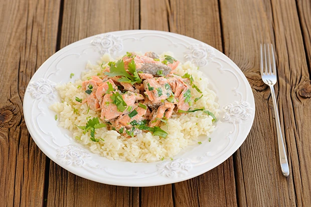 Fr&uuml;hlingsrisotto mit Lachs