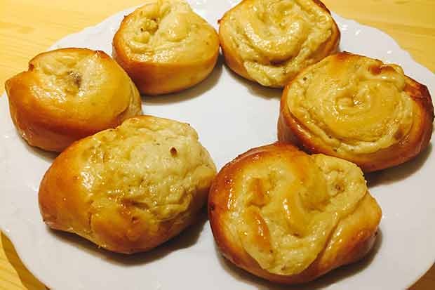 Pudding-Bananenschnecken