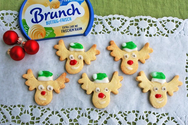 Weihnachtskekse „Rudolph Rotnase“ mit Brunch Buttrig-Frisch