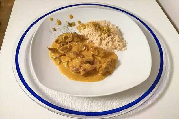 Ziegenfleisch in Käsesauce