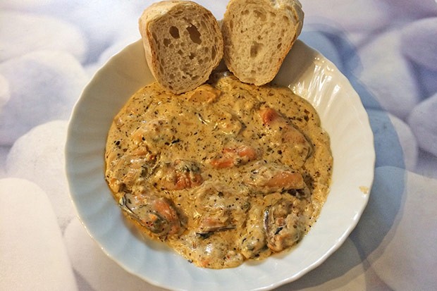 Miesmuscheln in Frischkäsesauce