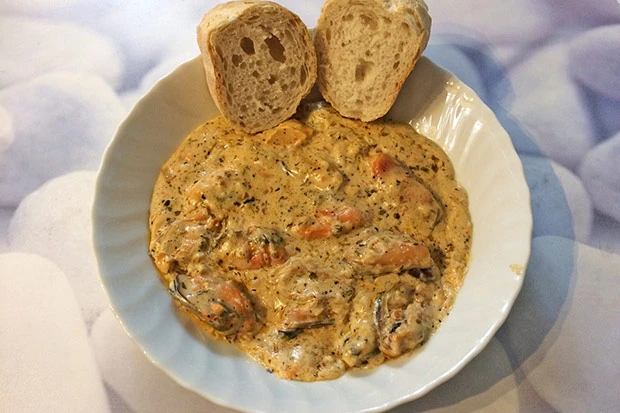 Miesmuscheln in Frischkäsesauce
