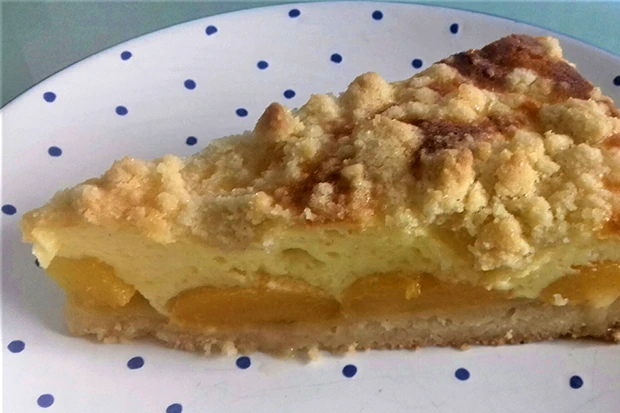 Topfenstreuseltorte mit Marille
