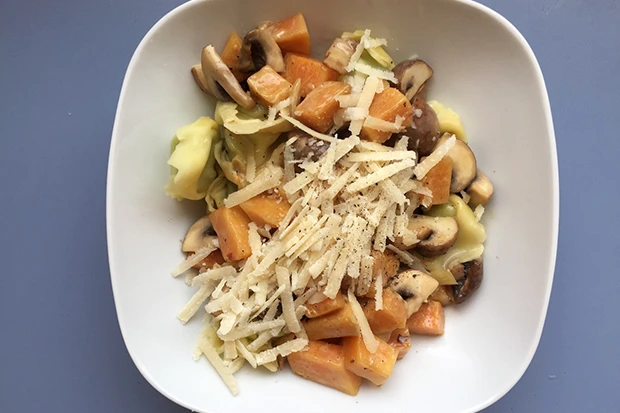 Pastasugo mit K&uuml;rbis und Champignons