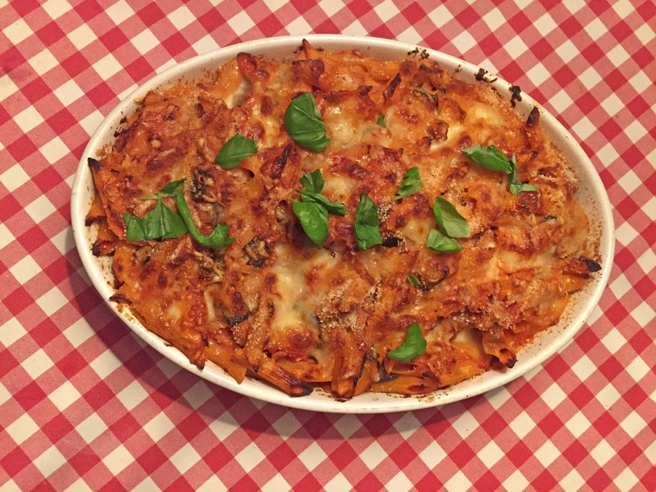 Pennegratin mit Aubergine