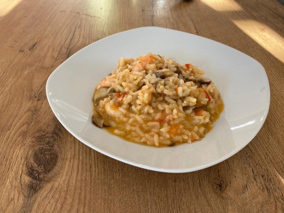 Garnelen-Pilz-Paprika Risotto