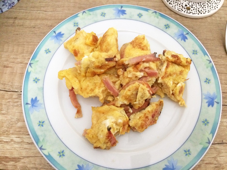 Wachtelrührei mit Speck