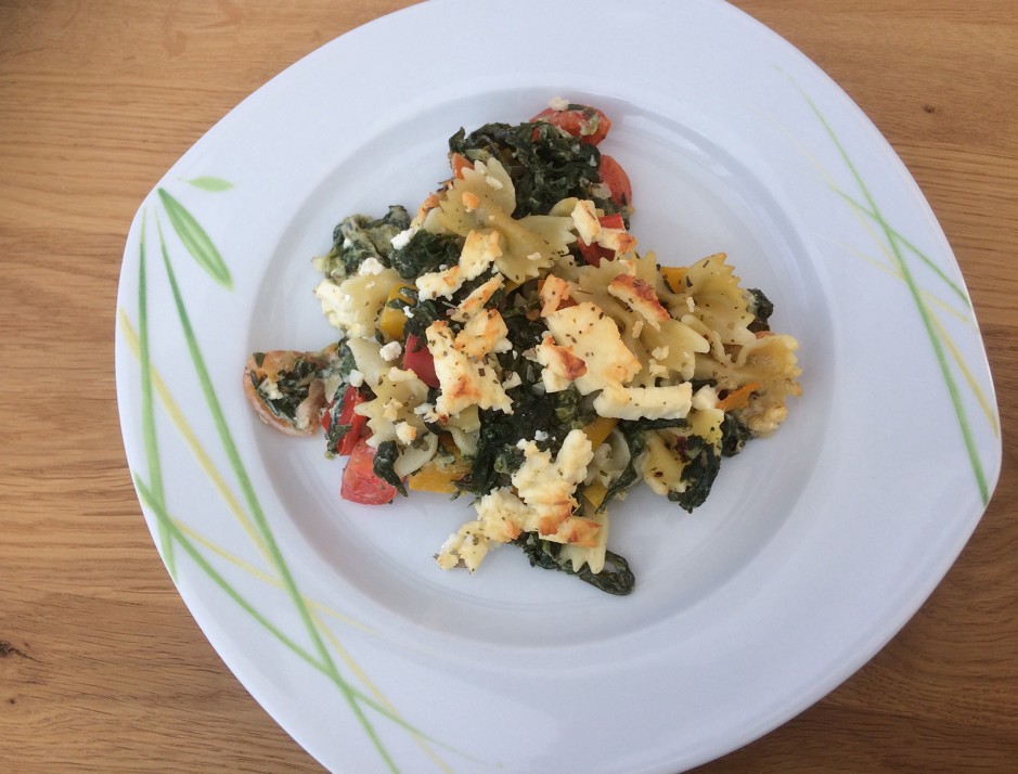 Nudelauflauf mit Spinat