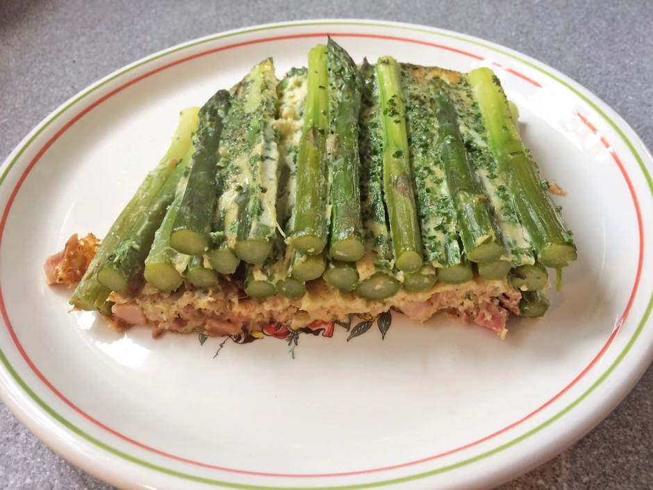 Spargelauflauf mit gr&uuml;nem Spargel