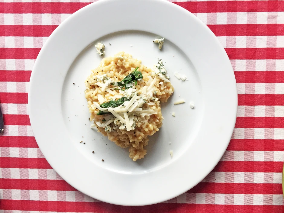 Risotto mit Blattspinat und Gorgonzola