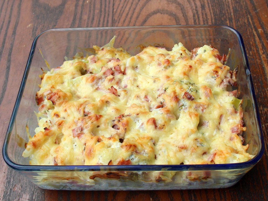 Brokkoli-Karfiol-Auflauf mit Schinken