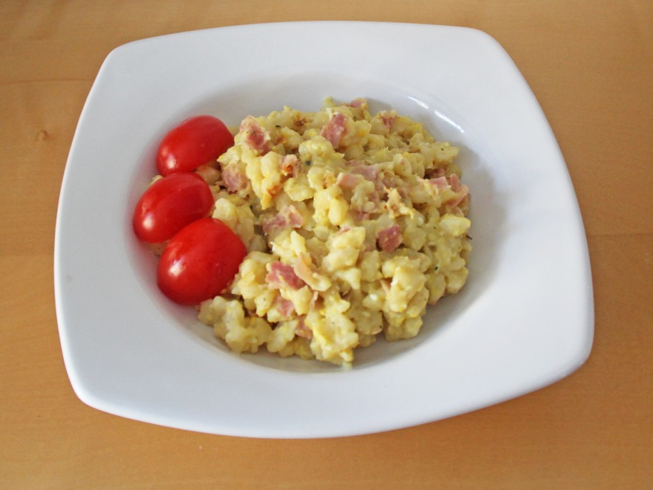 Eiernockerl mit Schinken
