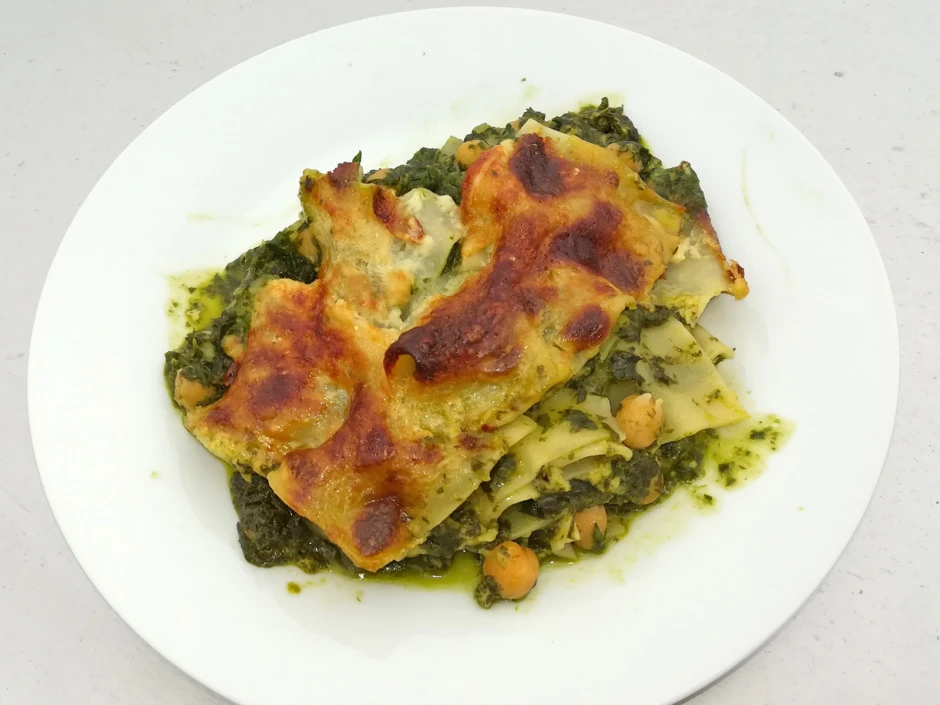 B&auml;rlauch-Kichererbsen-Lasagne