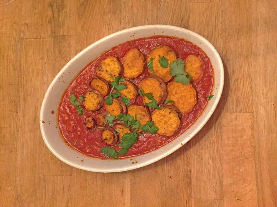 S&uuml;&szlig;kartoffel-Tomatenpfanne