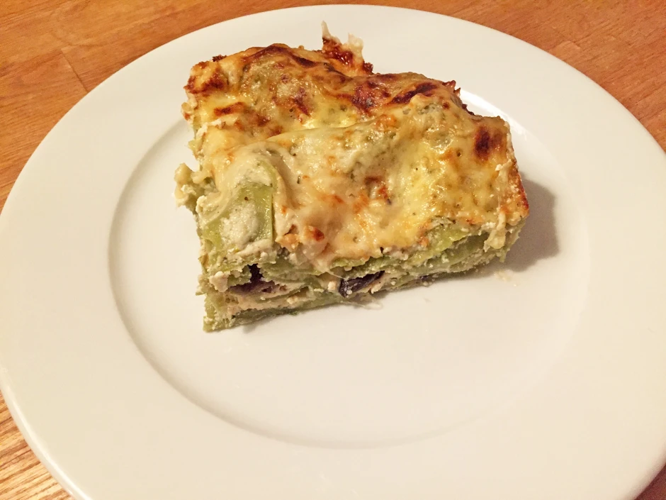 Gr&uuml;ne Lasagne mit Champignons