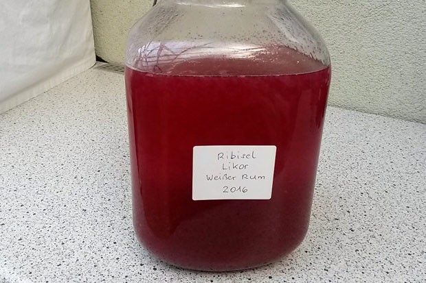 Ribisellikör mit weißem Rum