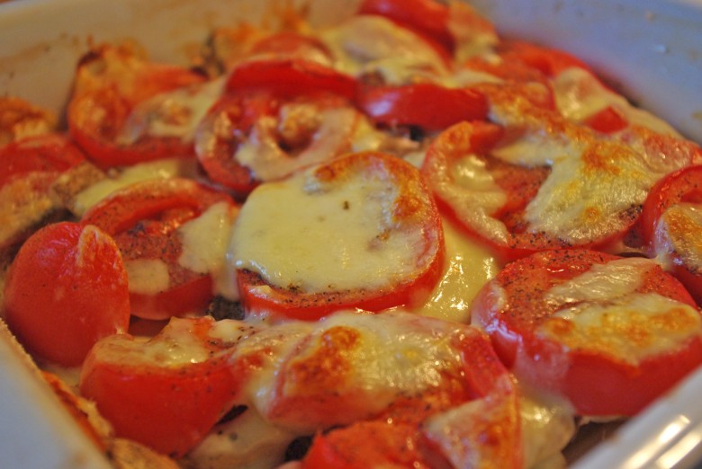 Spargelauflauf mit Mozzarella und Champignons