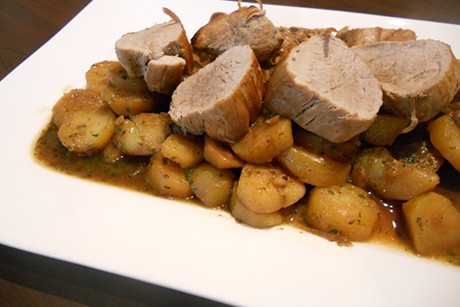 Schweinslungenbraten mit Majoranerdäpfel