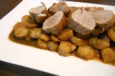 Schweinslungenbraten mit Majoranerdäpfel
