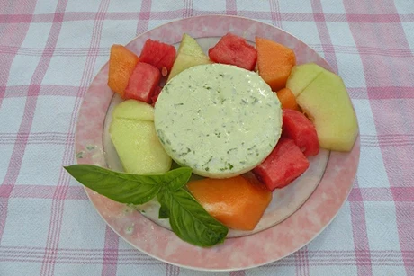 Melonen mit Basilikum-Parfait