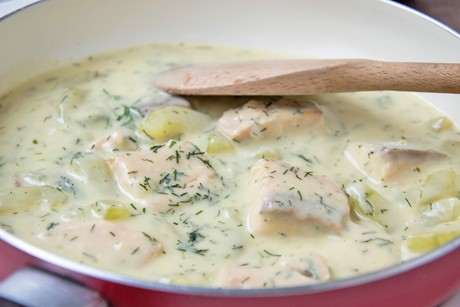 Lachs-Gurken Ragout