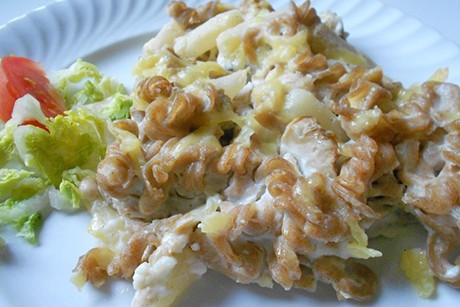 Nudelgratin mit Schwarzwurzeln und Champignons