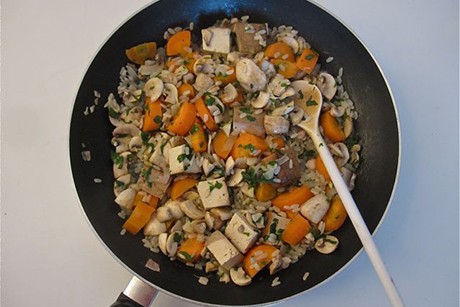 Pilzrisotto mit geräuchertem Tofu