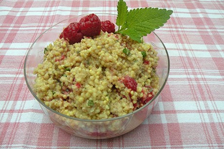 Hirse mit Himbeeren