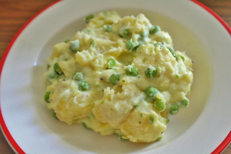 Creme fraiche Kartoffeln mit Erbsen