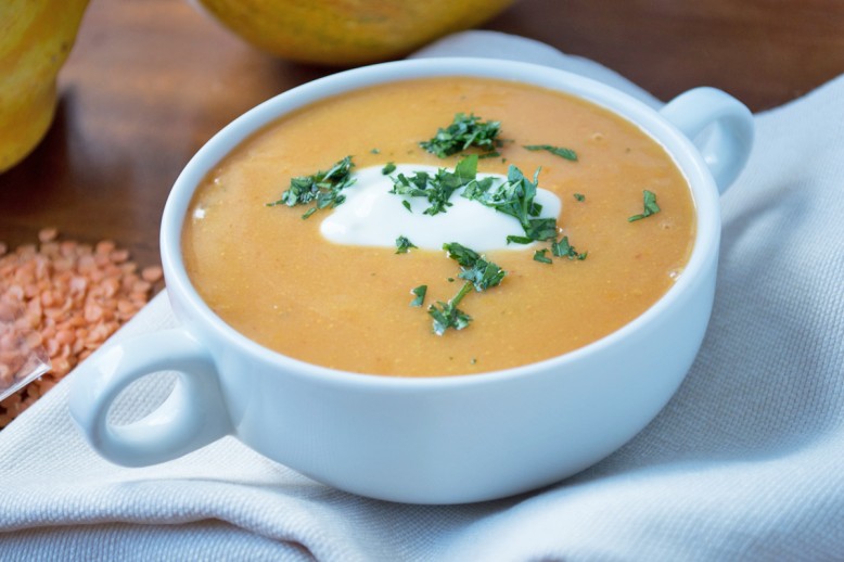Rote Linsen Kürbissuppe