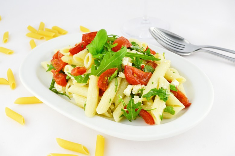 Pasta mit Ziegenkäse und Rucola