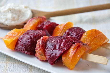 Rote-Rüben-Orangenspieße