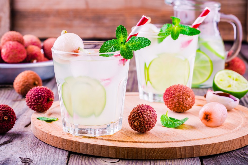 Gin Fizz mit Litschi